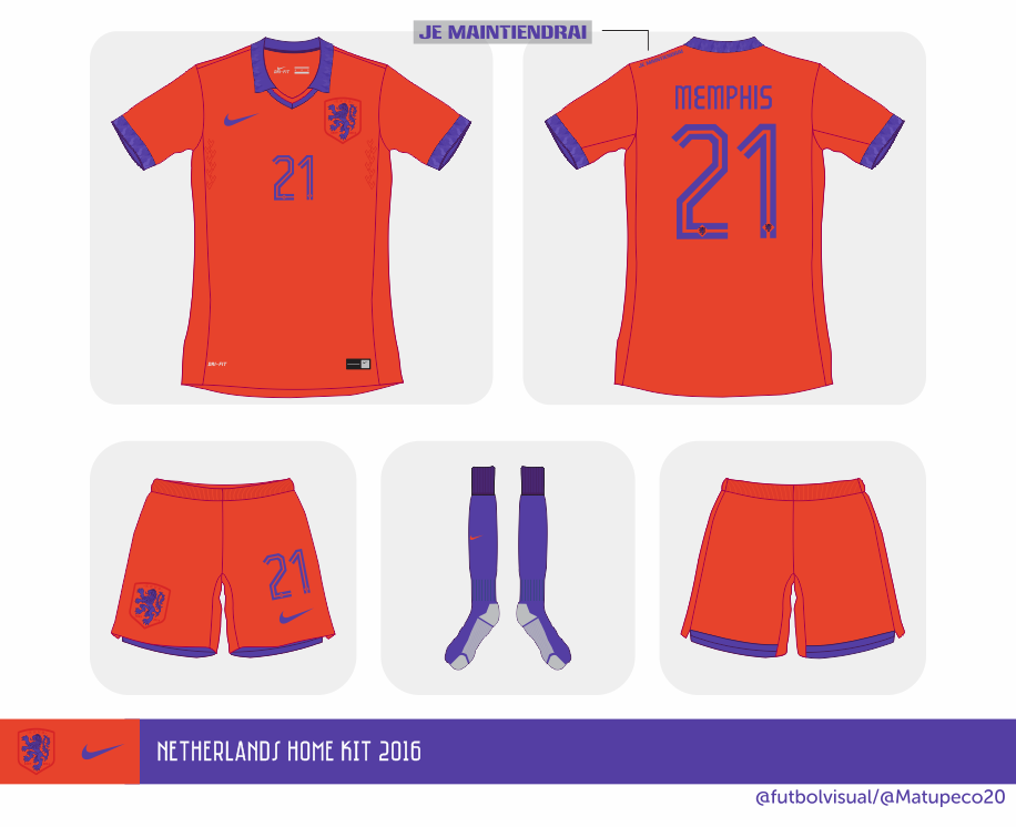 Países Bajos Home kit - Eurocopa 2016